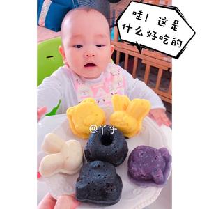 宝宝辅食—可可爱爱的紫薯发糕南瓜发糕山药发糕黑芝麻发糕的做法 步骤12