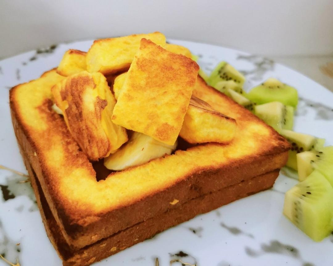 元气早餐—香蕉蛋奶土司盒子的做法