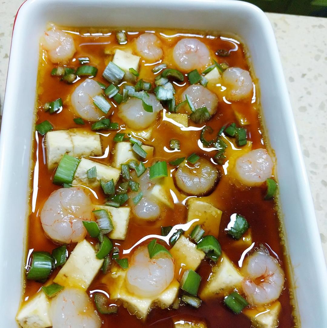 虾仁豆腐蒸水蛋