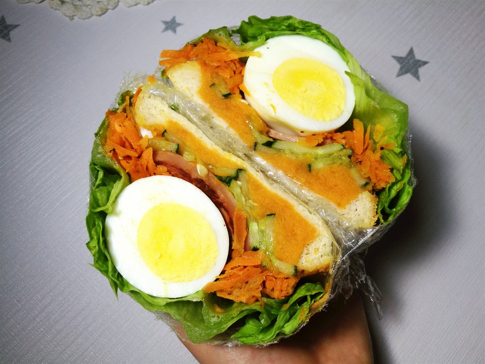 （我的减脂早餐26💕）只需一片吐司的『沼三明治』南瓜鸡蛋卷心菜