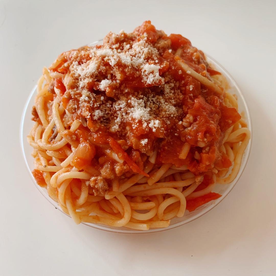 （完胜必胜客的）番茄肉酱意大利面～