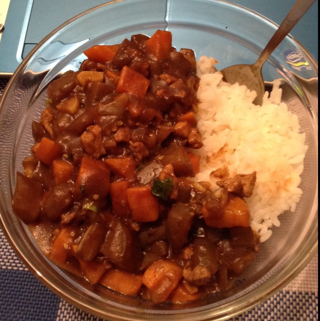 茄子绞肉咖喱饭