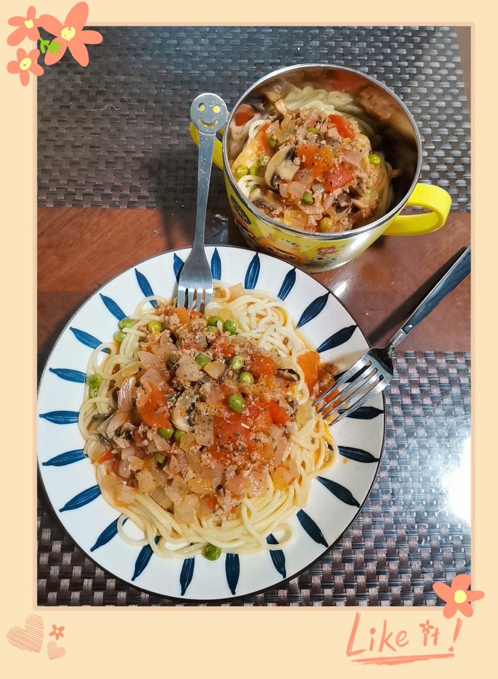 （完胜必胜客的）番茄肉酱意大利面～