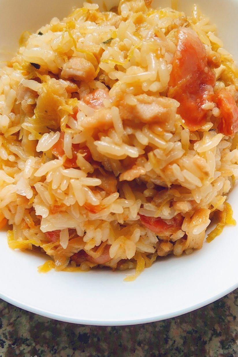 小葱19做的电锅菜饭