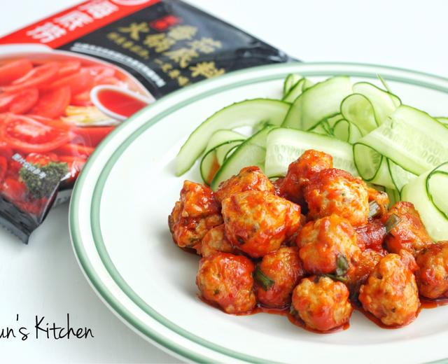 茄汁荸荠香菇猪肉丸【海底捞调味料】的做法