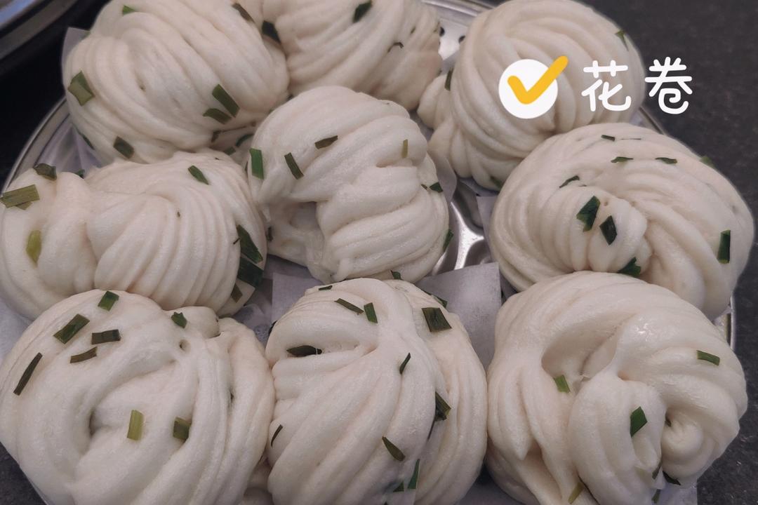 葱油花卷，一根筷子卷出漂亮的造型