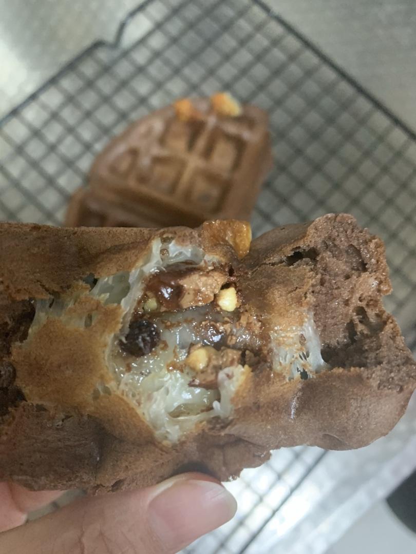 会爆浆的巧克力麻薯华夫饼❗️好吃到舔手指❗️