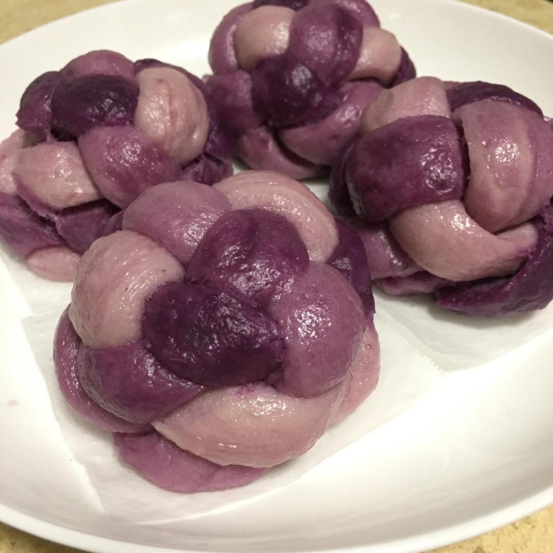 渐变紫薯绣球馒头