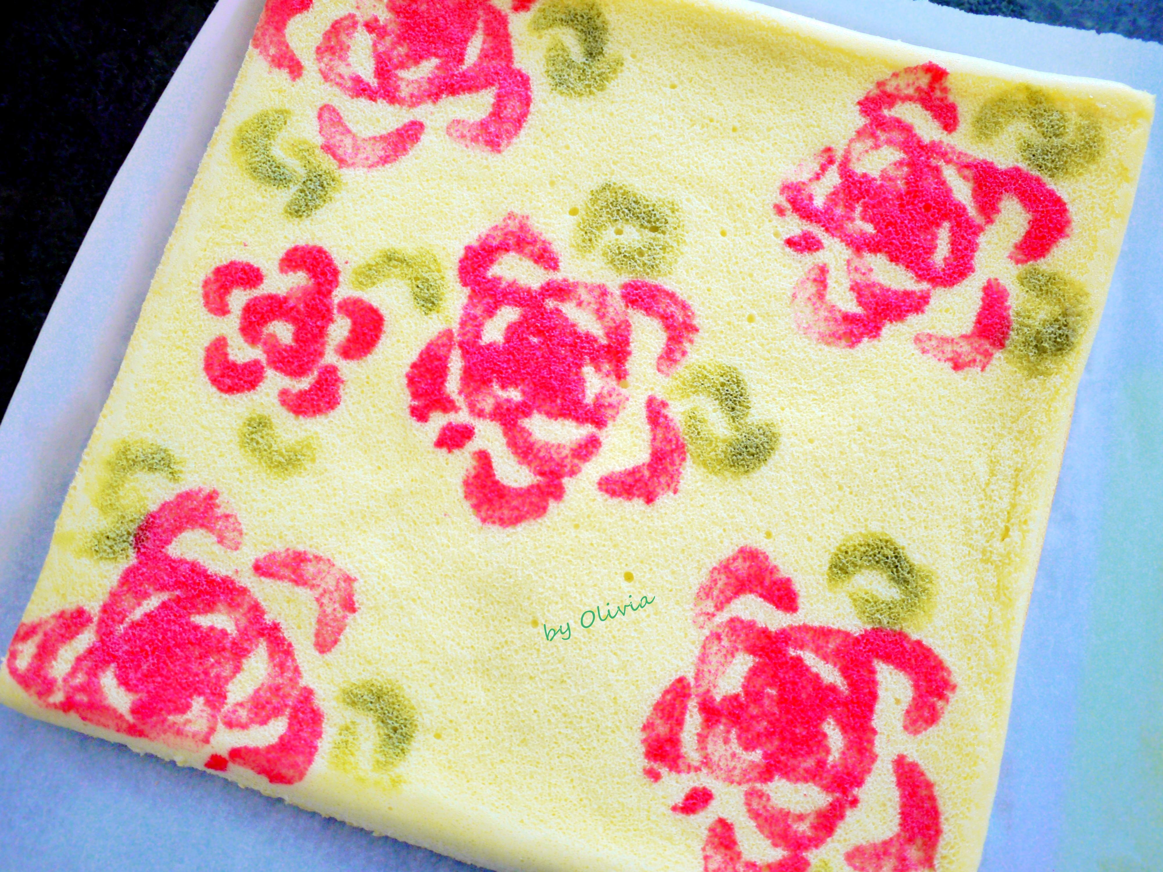 手绘蛋糕卷之花开富贵玫瑰卷