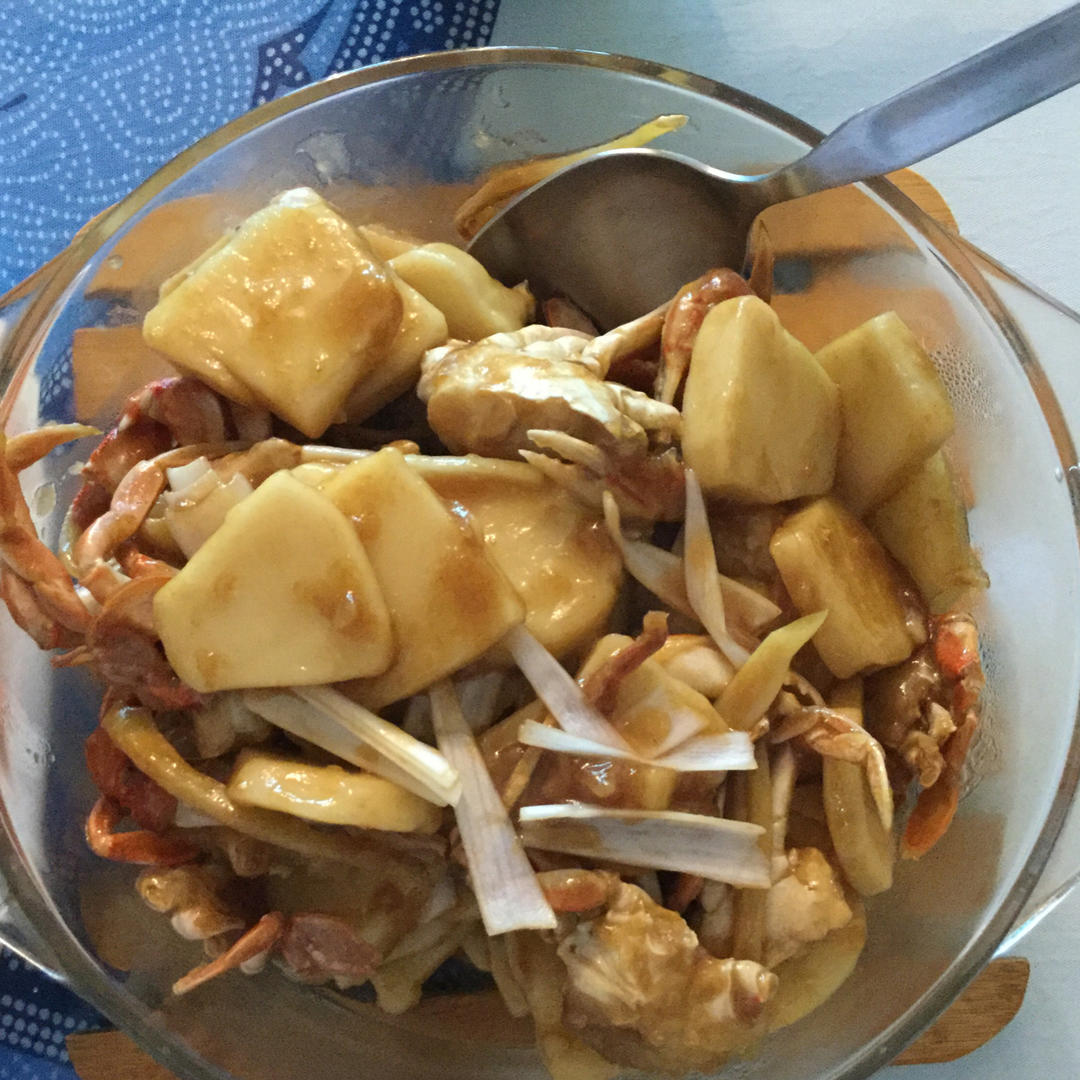 姜葱青蟹炒年糕