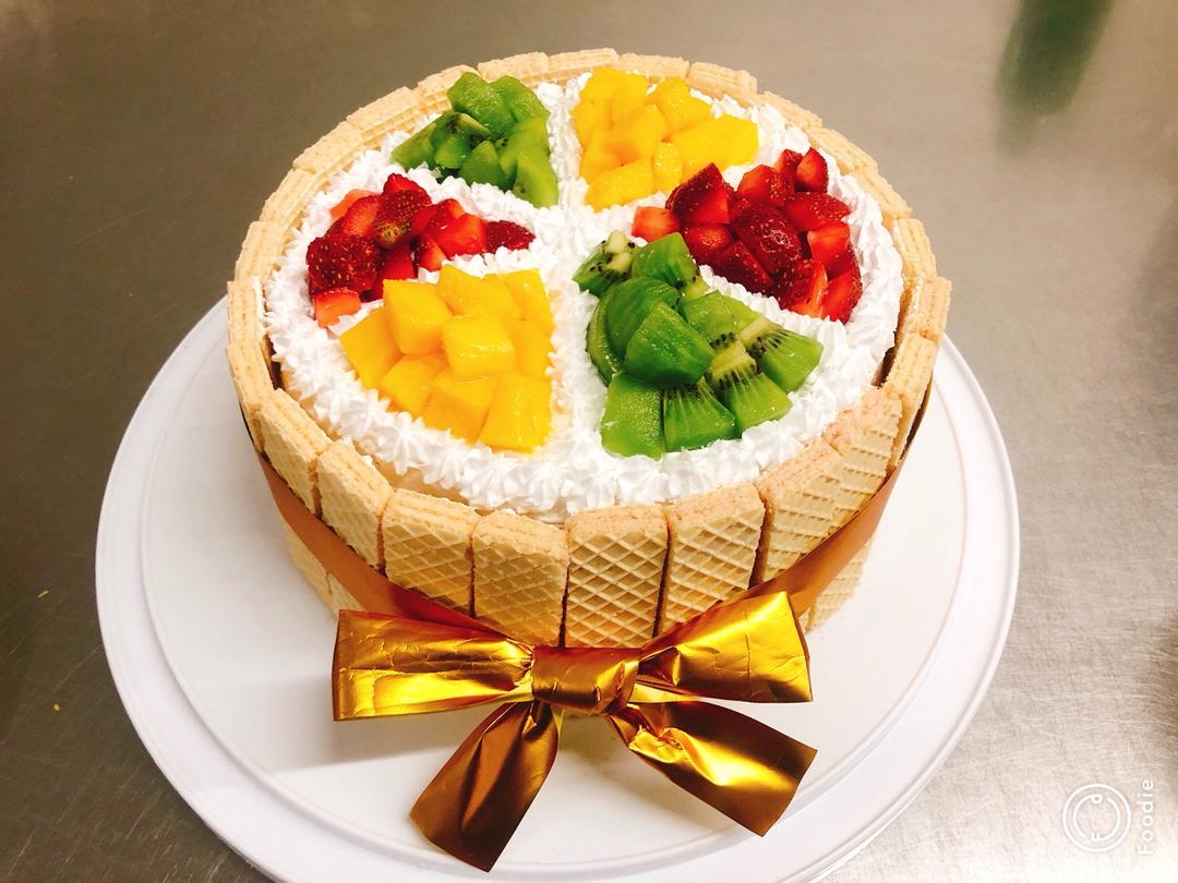 生日蛋糕教程【威化饼干围边】