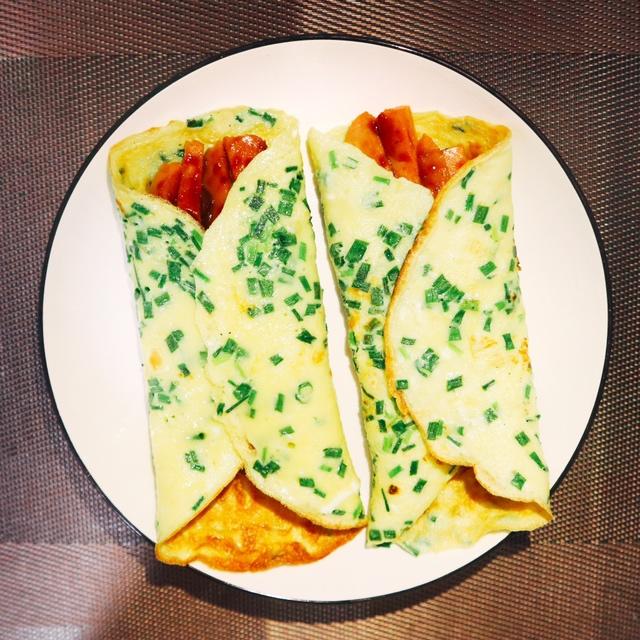 葱花鸡蛋火腿卷的做法