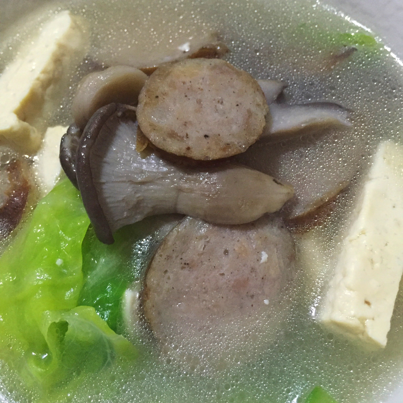 火腿豆腐平菇汤