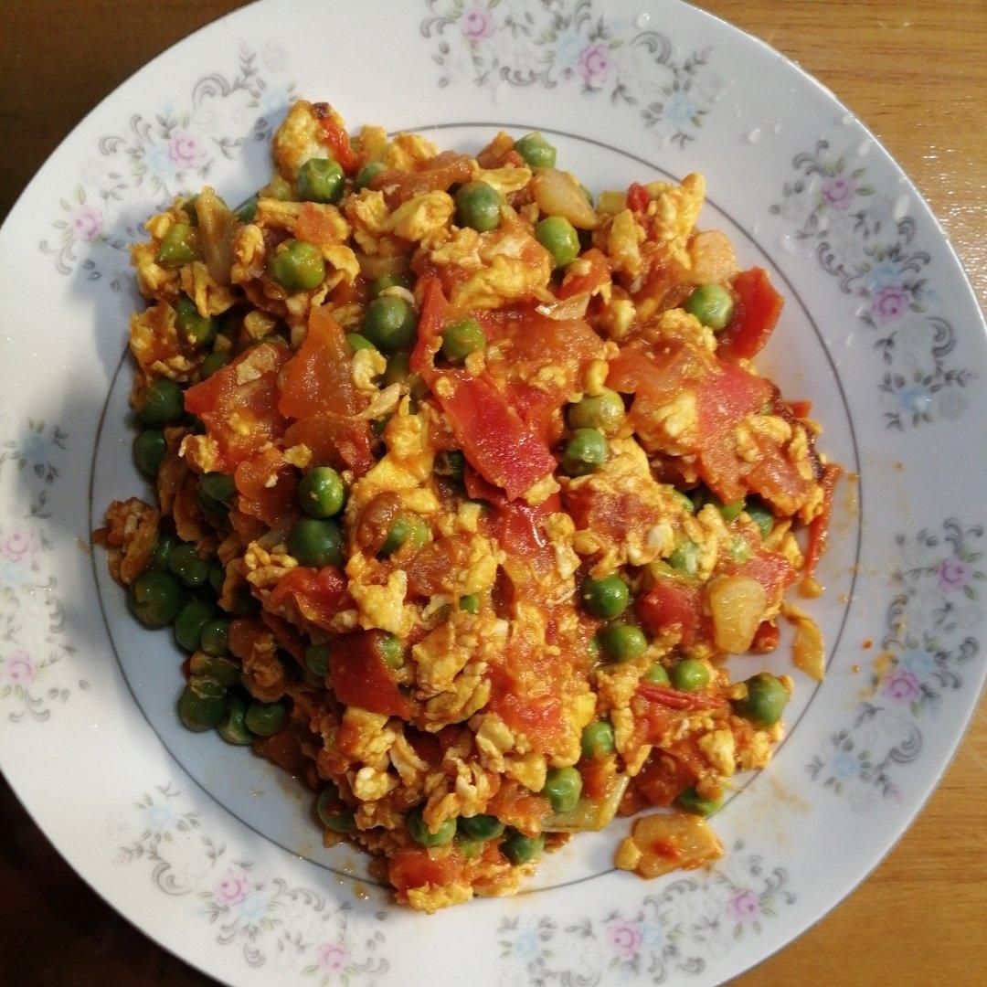 西红柿豌豆炒鸡蛋