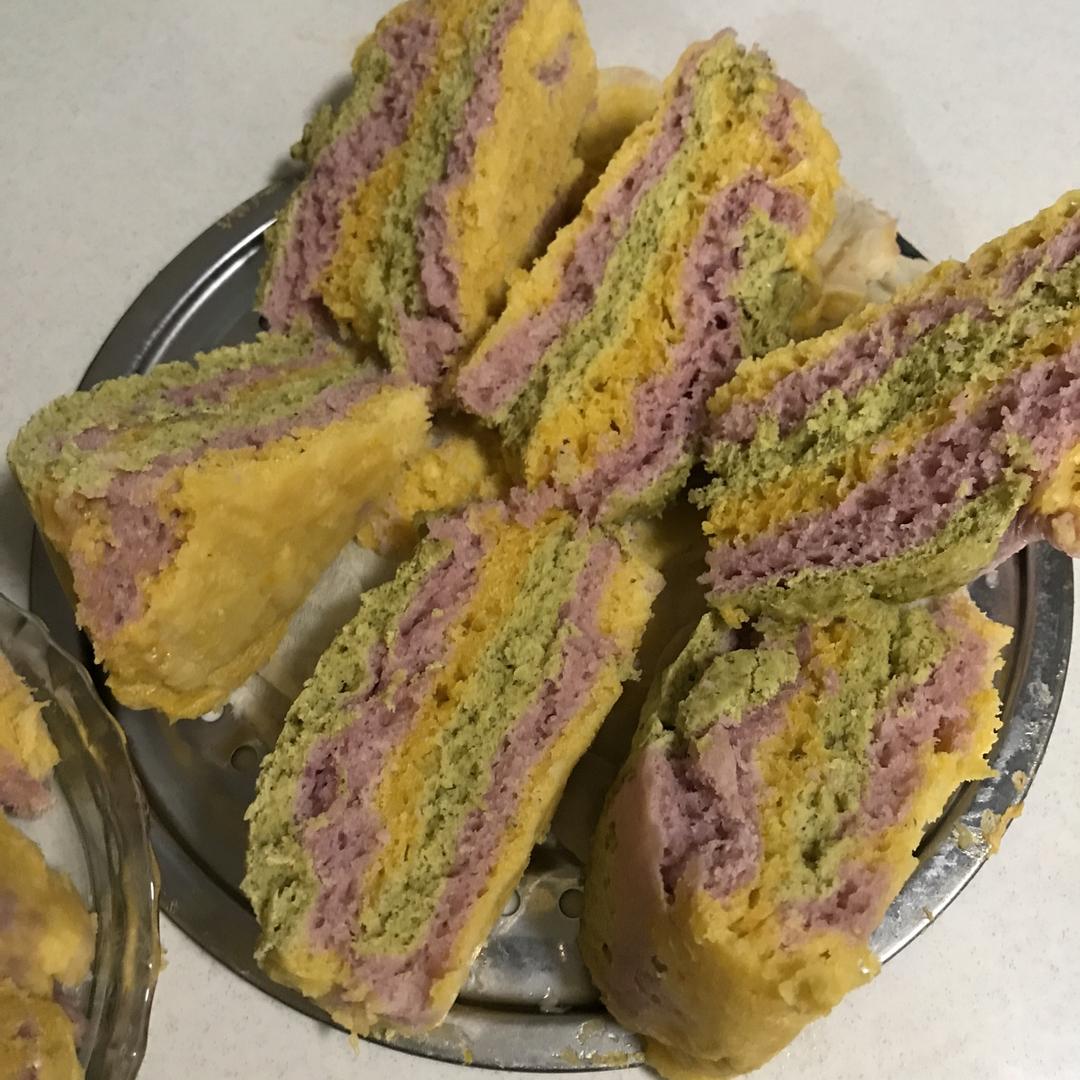 沐仔沐妞麻麻做的三色发糕