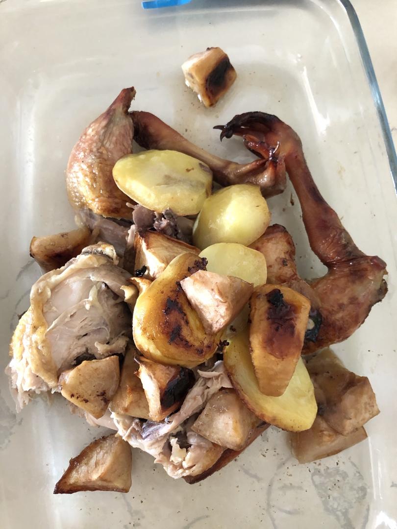 香到站不稳的脆皮苹果烤鸡