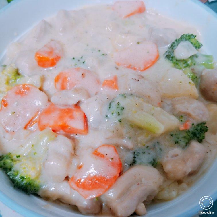 三文鱼奶油炖菜+芝士焗饭【曼食慢语】