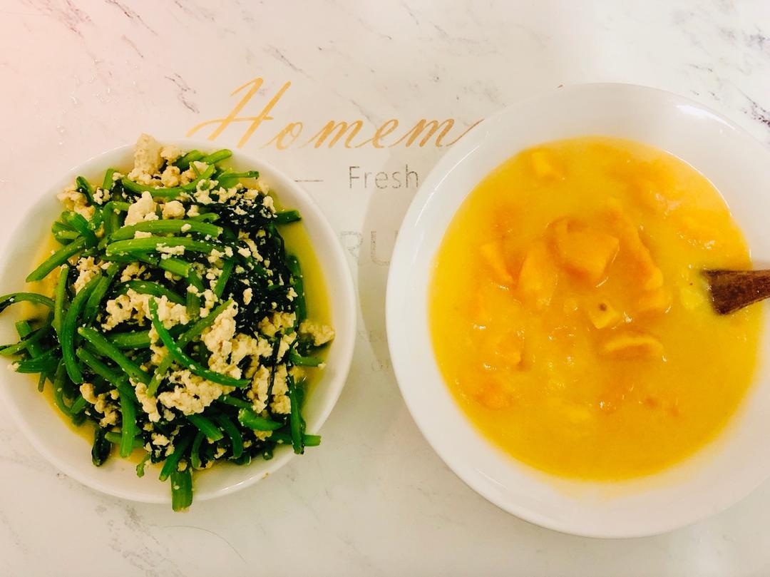茼蒿小豆腐一五分钟美食