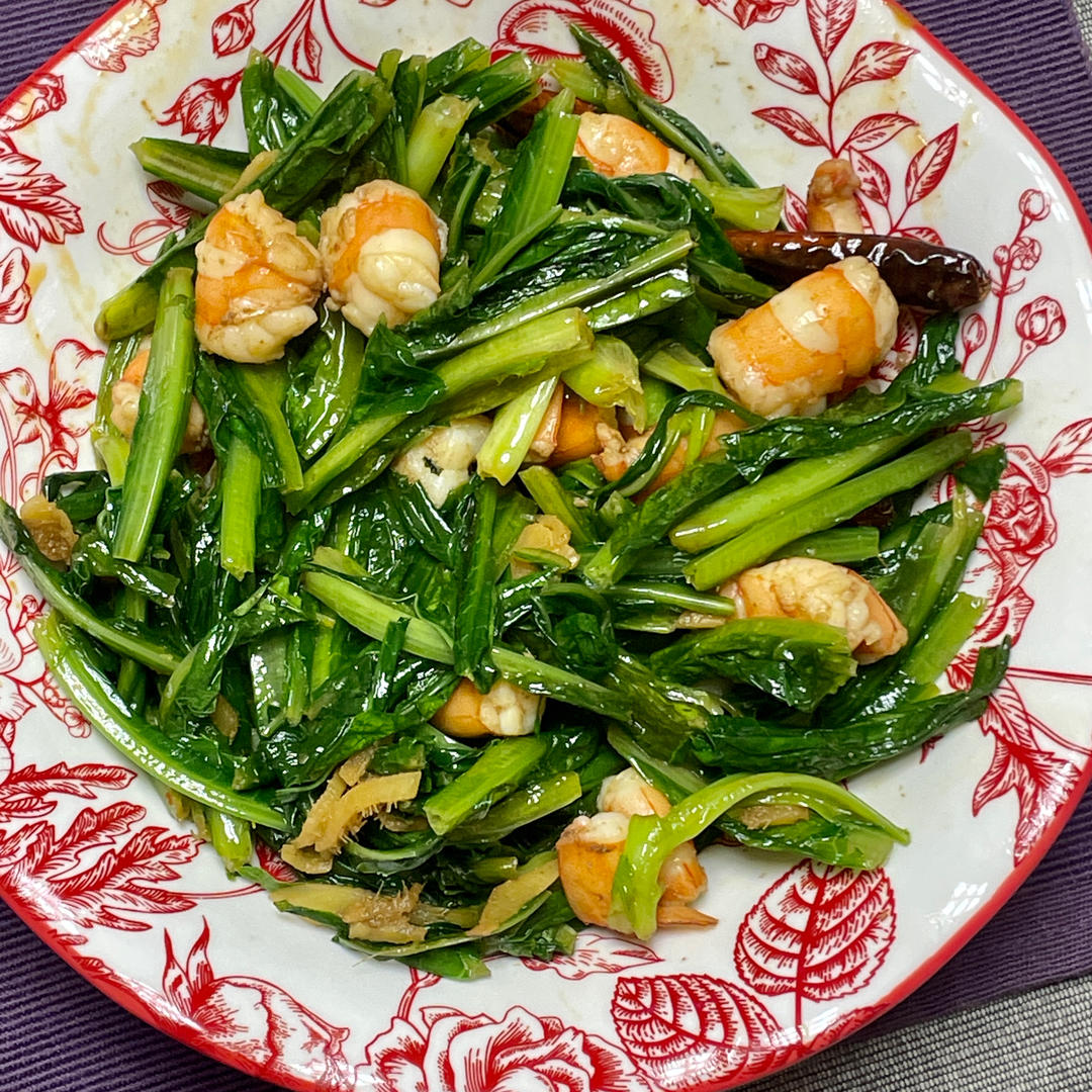 蚝油虾仁油麦菜