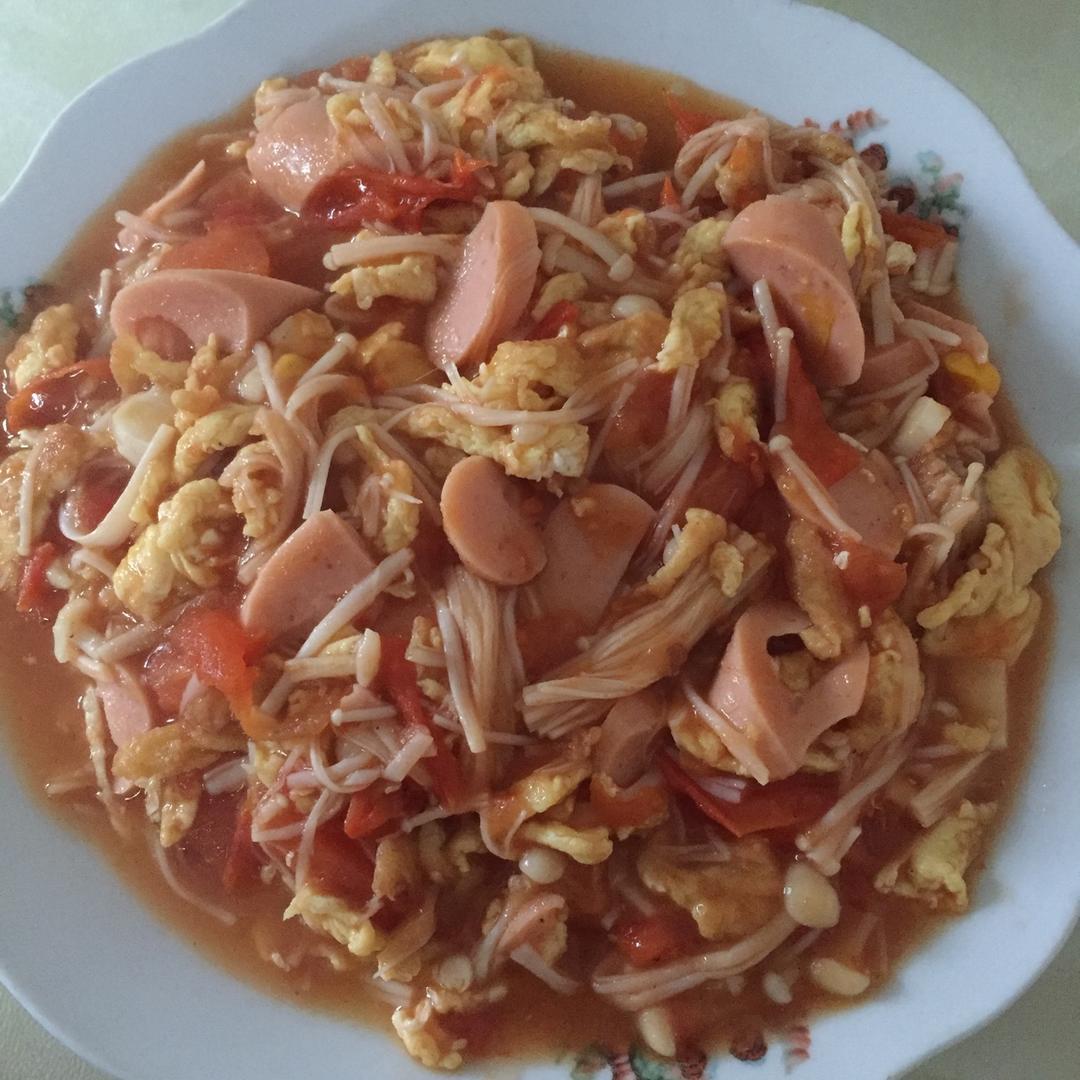 金针菇西红柿炒鸡蛋