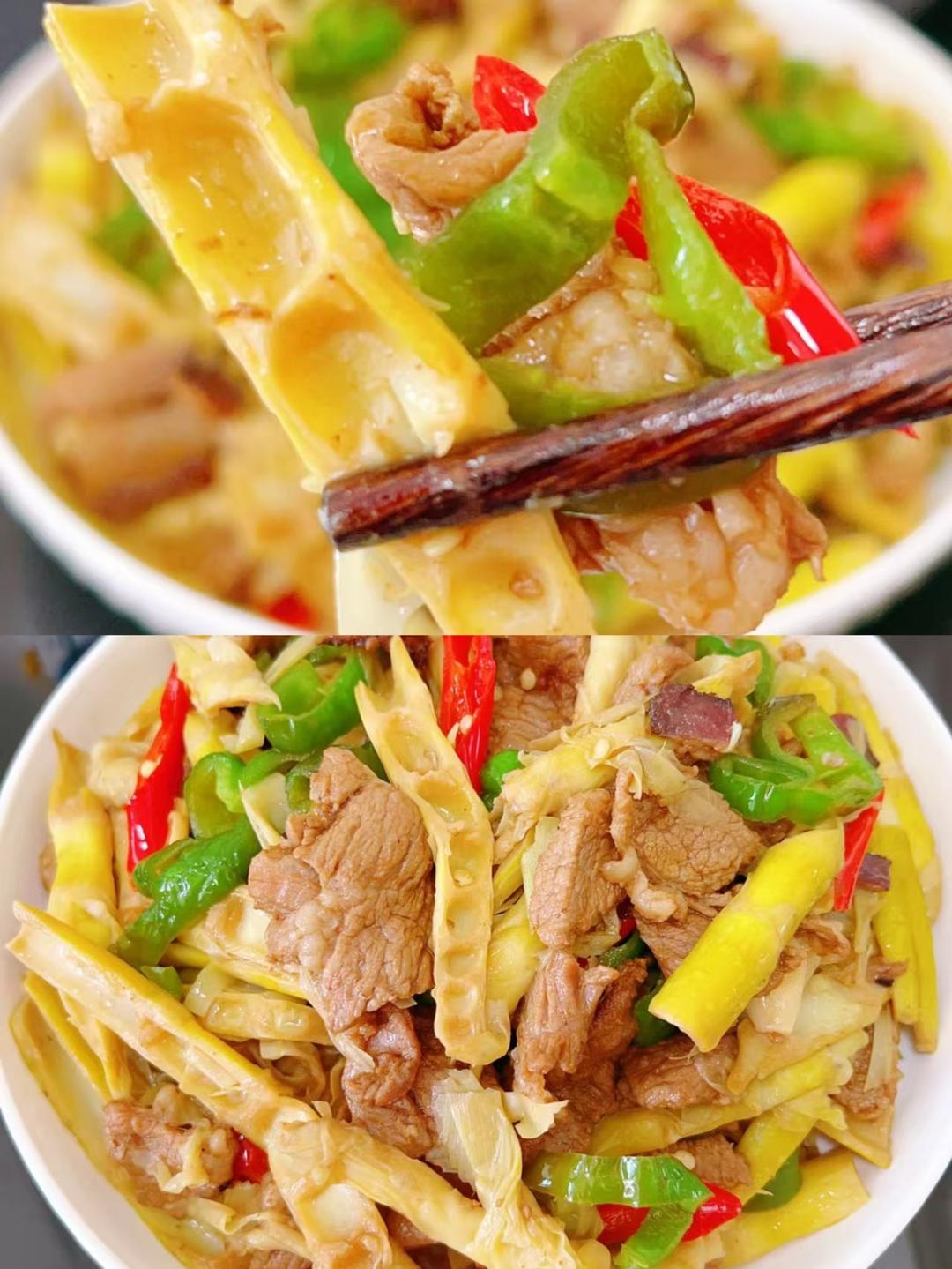 双椒梅肉炒酸笋的做法