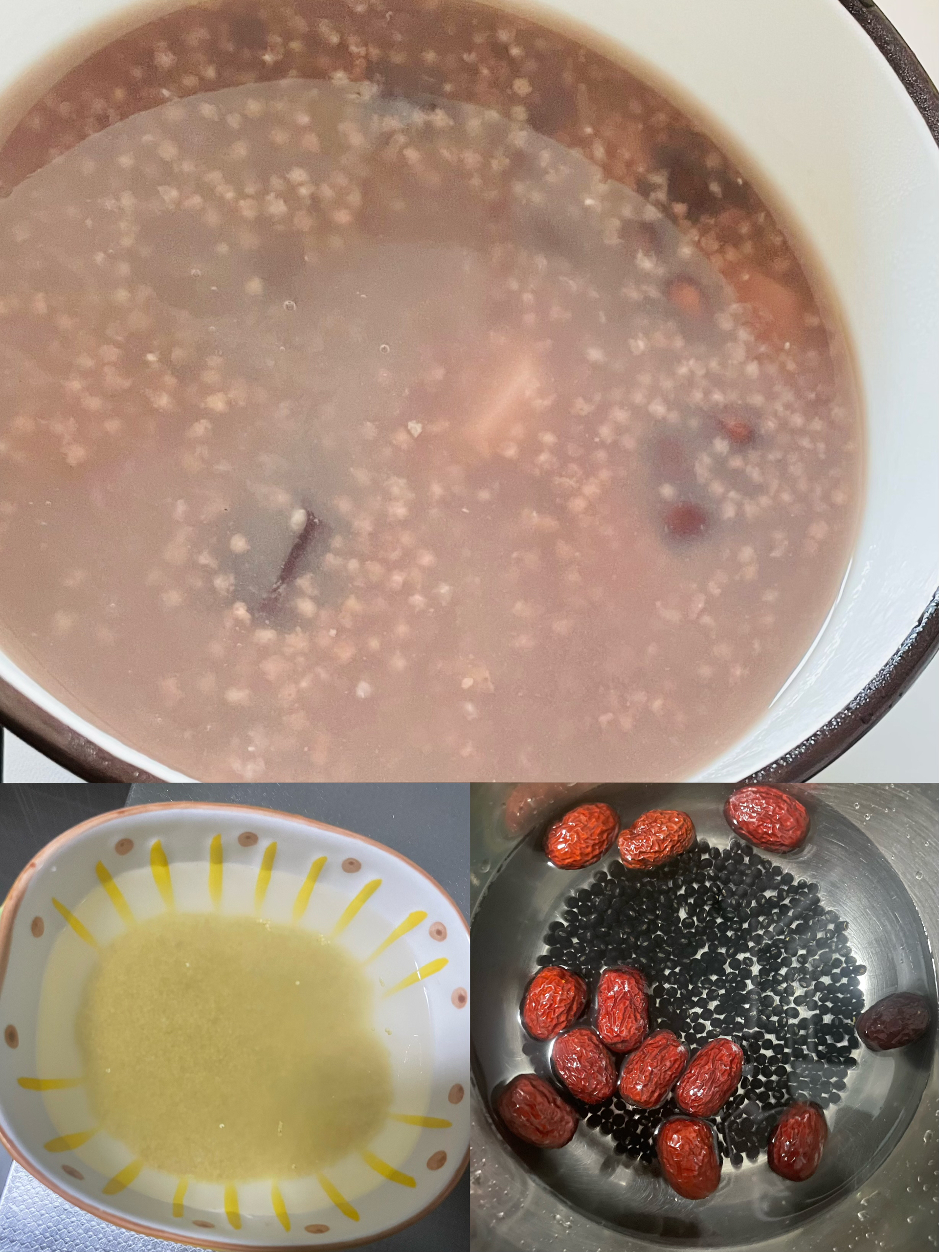 小米黑豆红枣山药粥的做法