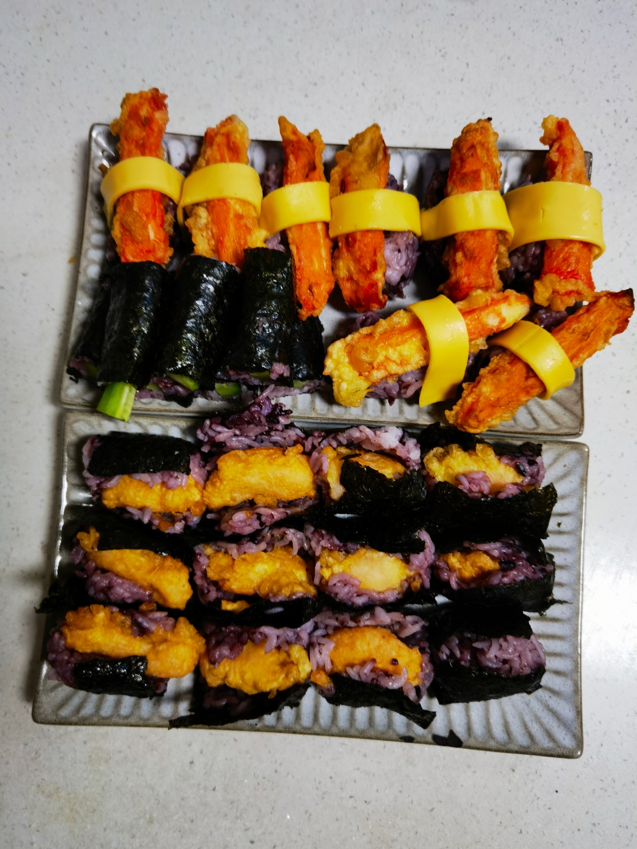 蟹柳、虾滑天妇罗寿司的做法