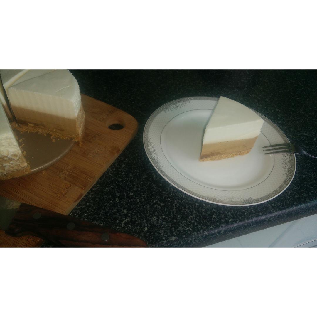 渐变咖啡慕斯配马斯卡彭冻芝士（附白巧克力淋面配方）