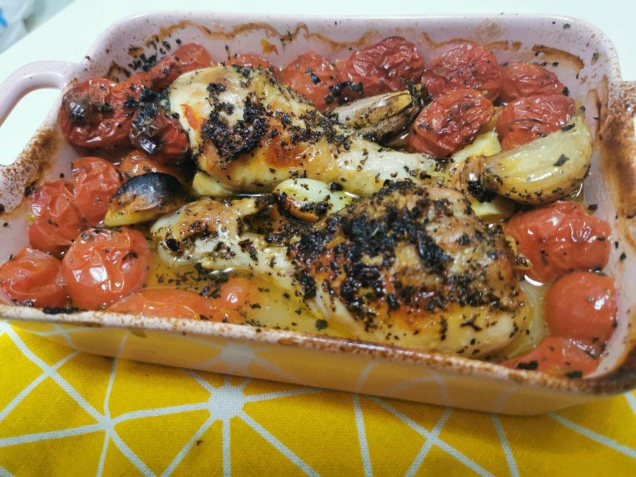 大蒜番茄烤鸡腿