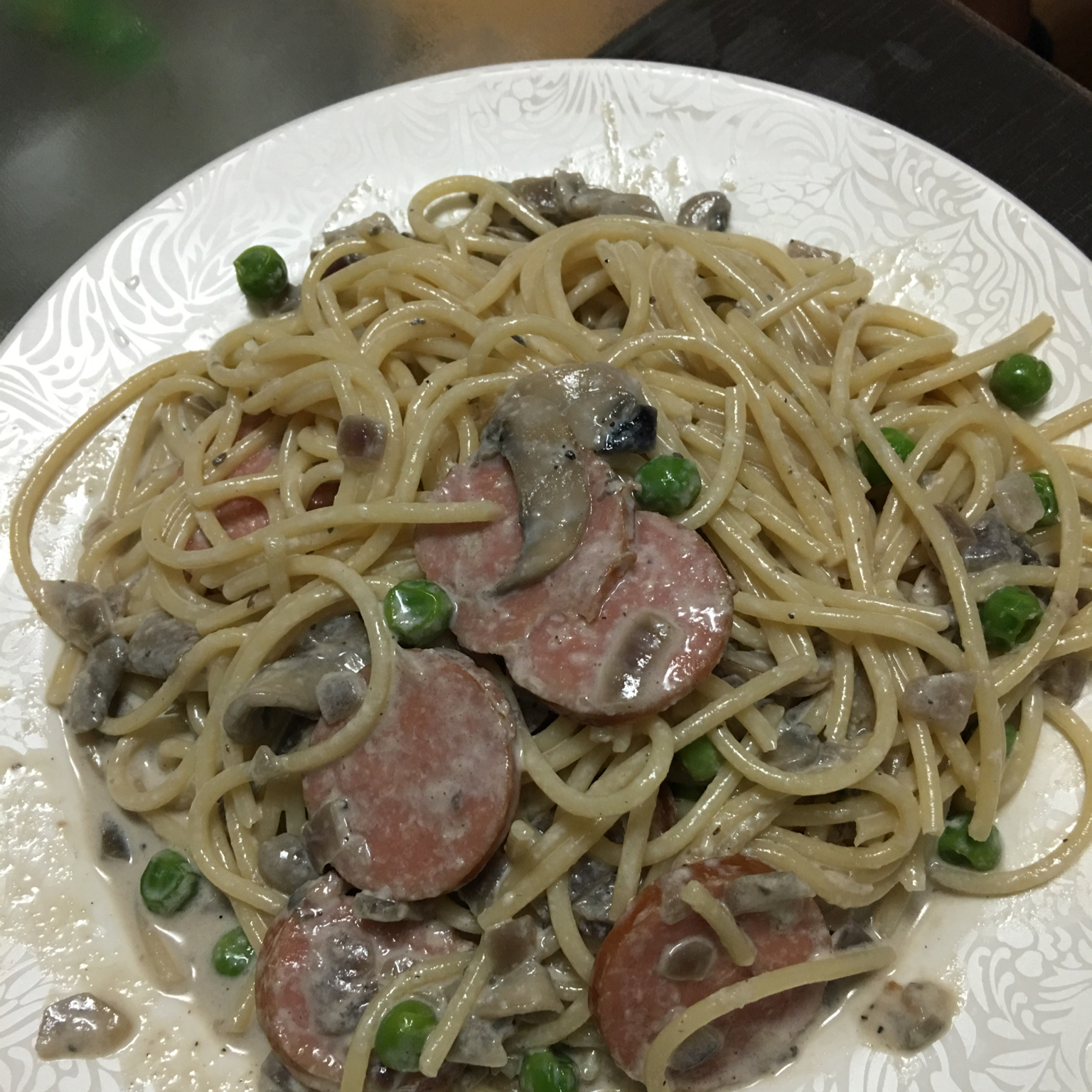奶油培根蘑菇意面