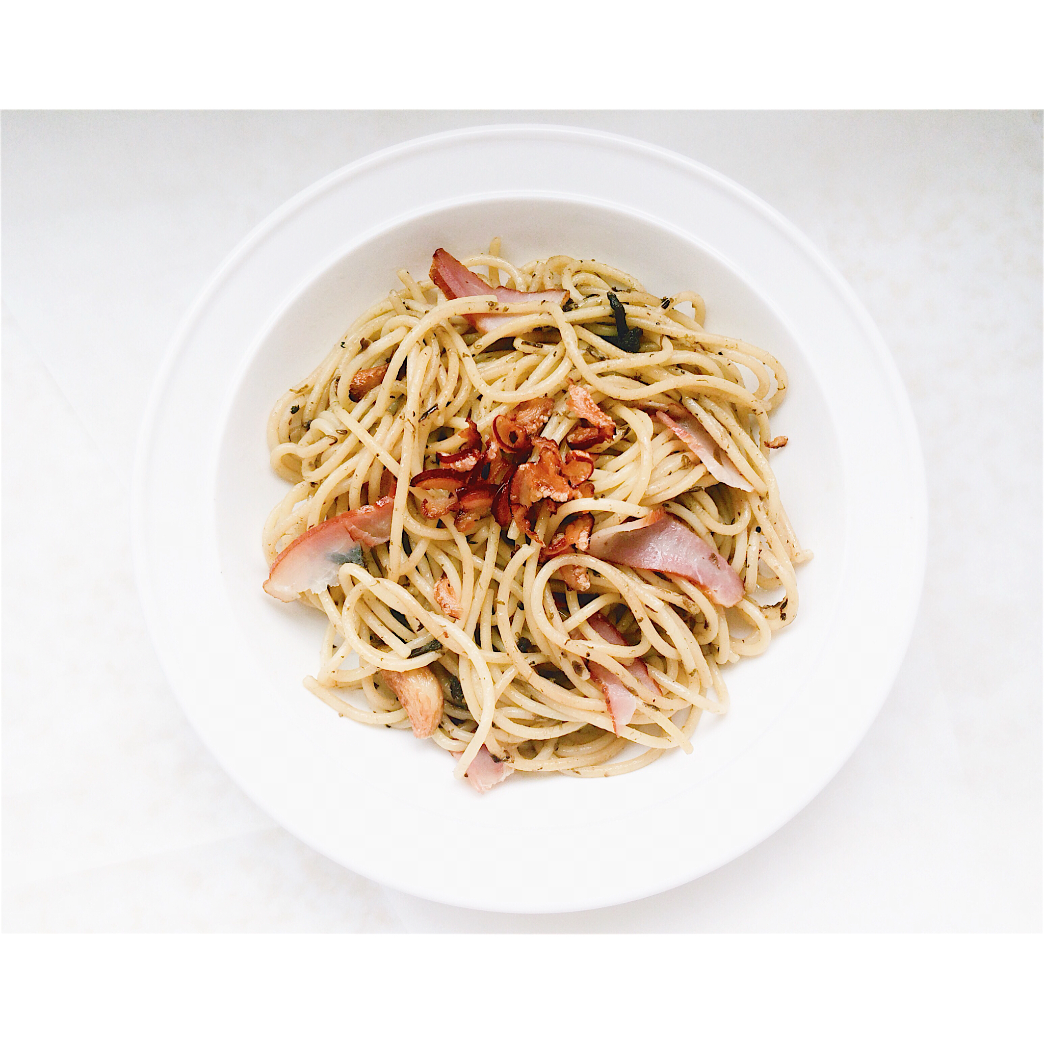 可能是最好吃系列--橄榄菜培根意面