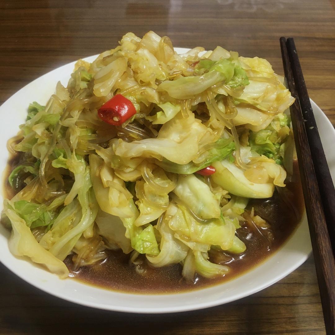卷心菜炒粉丝 Glass noodles with Cabbage