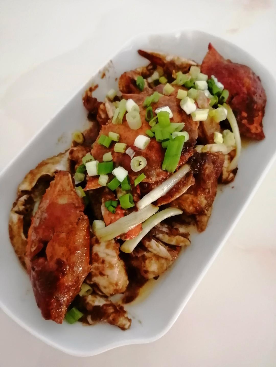 葱油炒梭子蟹