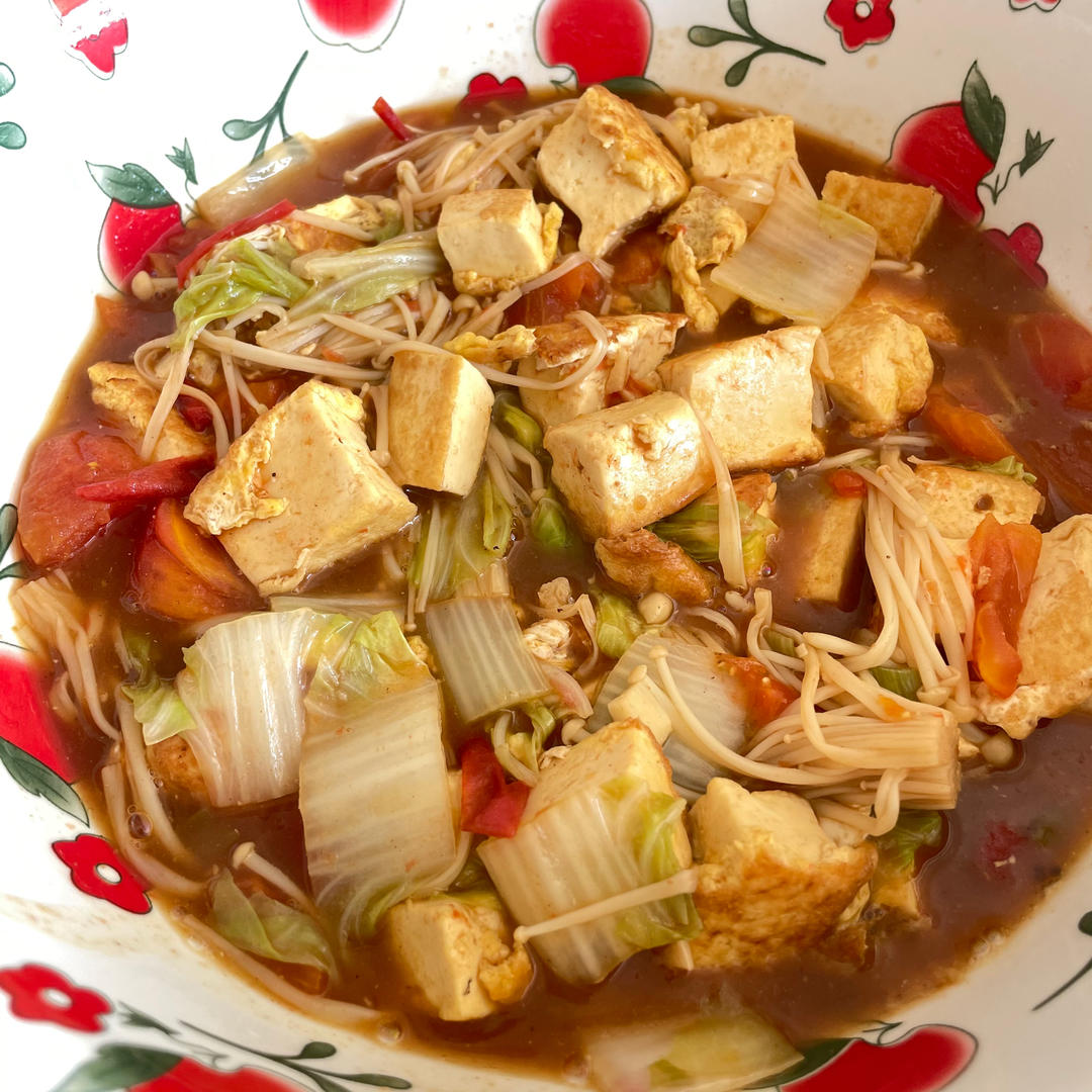 减脂餐—番茄金针菇焖豆腐