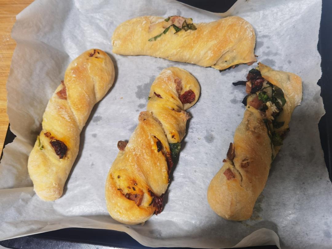 免揉面的全麦恰巴塔扭扭棒