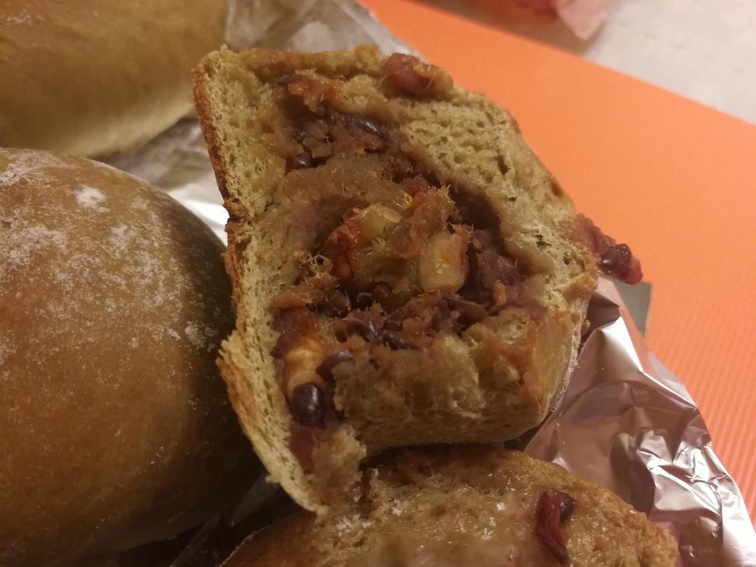 比原麦山丘还好吃的【抹茶麻薯古早味面包】肉松红豆沙