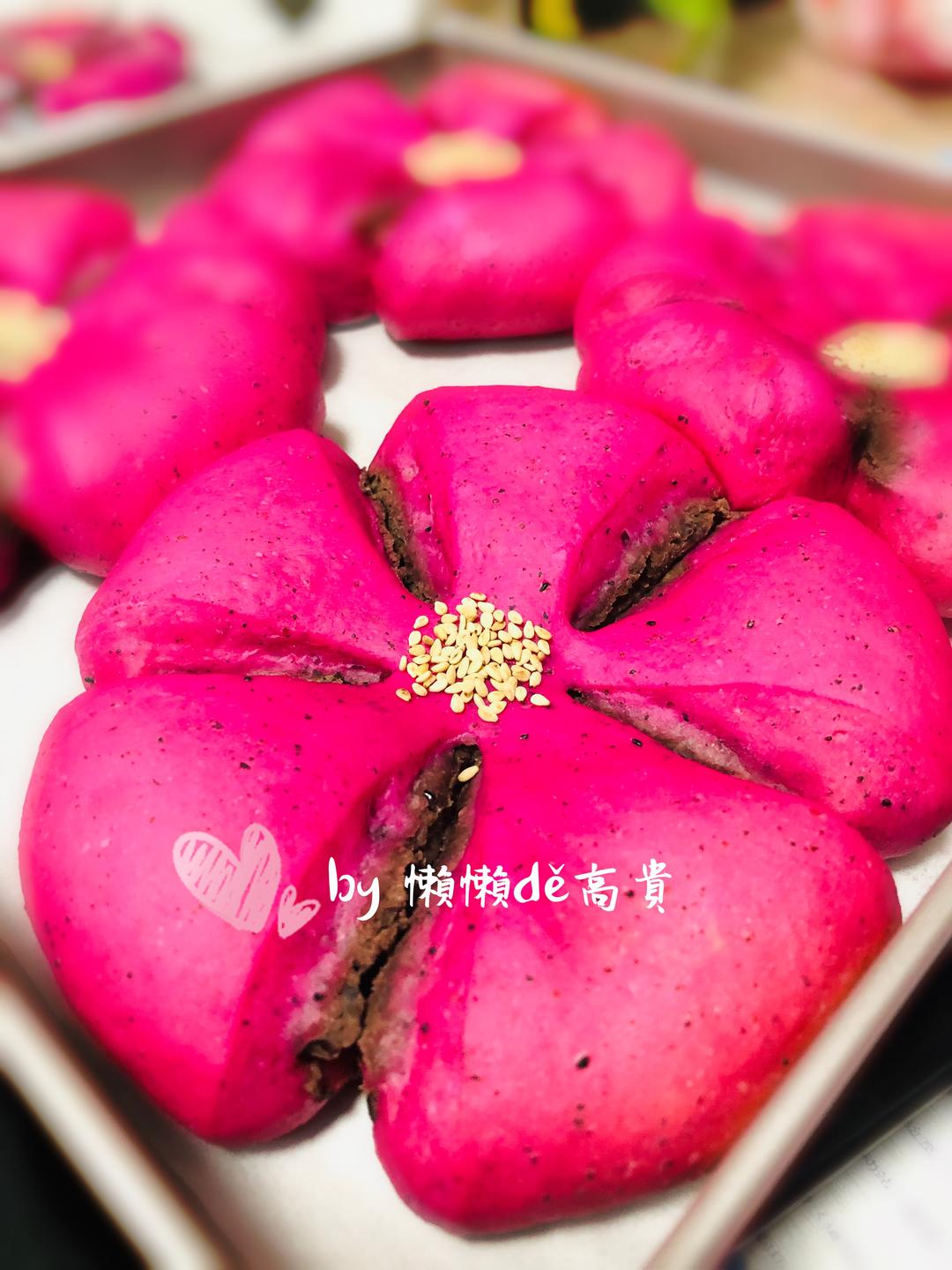 樱花面包(火龙果豆沙)