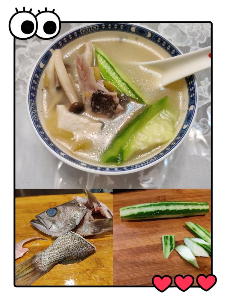 海鲈两食之无油圣瓜豆腐鱼头尾汤的做法