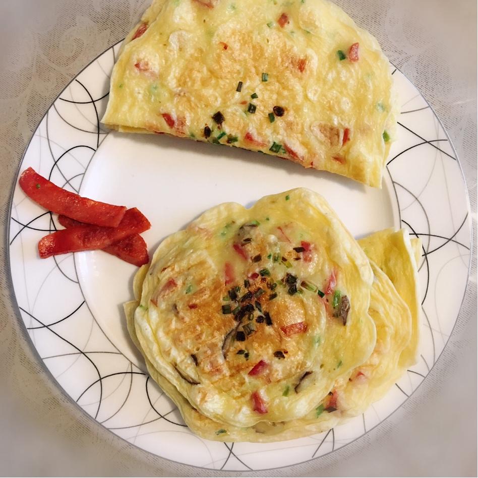 火腿肠葱花鸡蛋饼