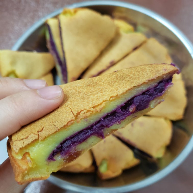 搅一搅拌一拌❗️无需打发❗️巨好吃的紫薯芋泥烤年糕❗️