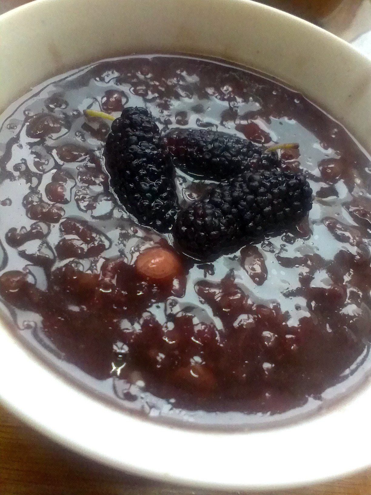 燕麦红糖紫米粥