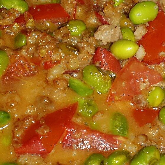 肉末番茄烧毛豆