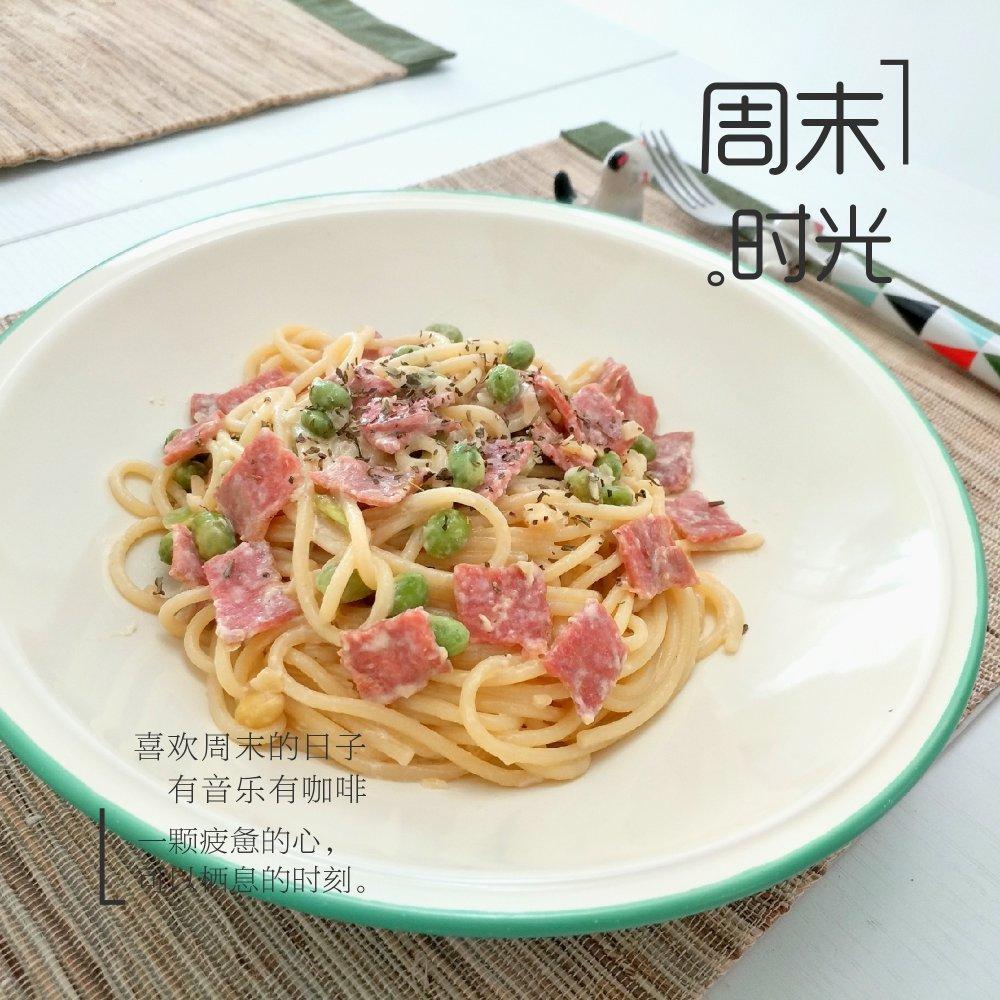 白蘑菇奶油培根意面