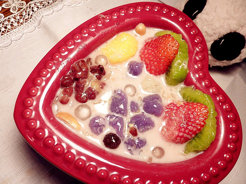 芋圆红豆奶茶