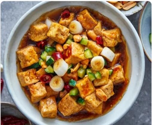 宫爆豆腐（家常豆腐料理）美善品小美食谱，浇汁豆腐（普通锅）