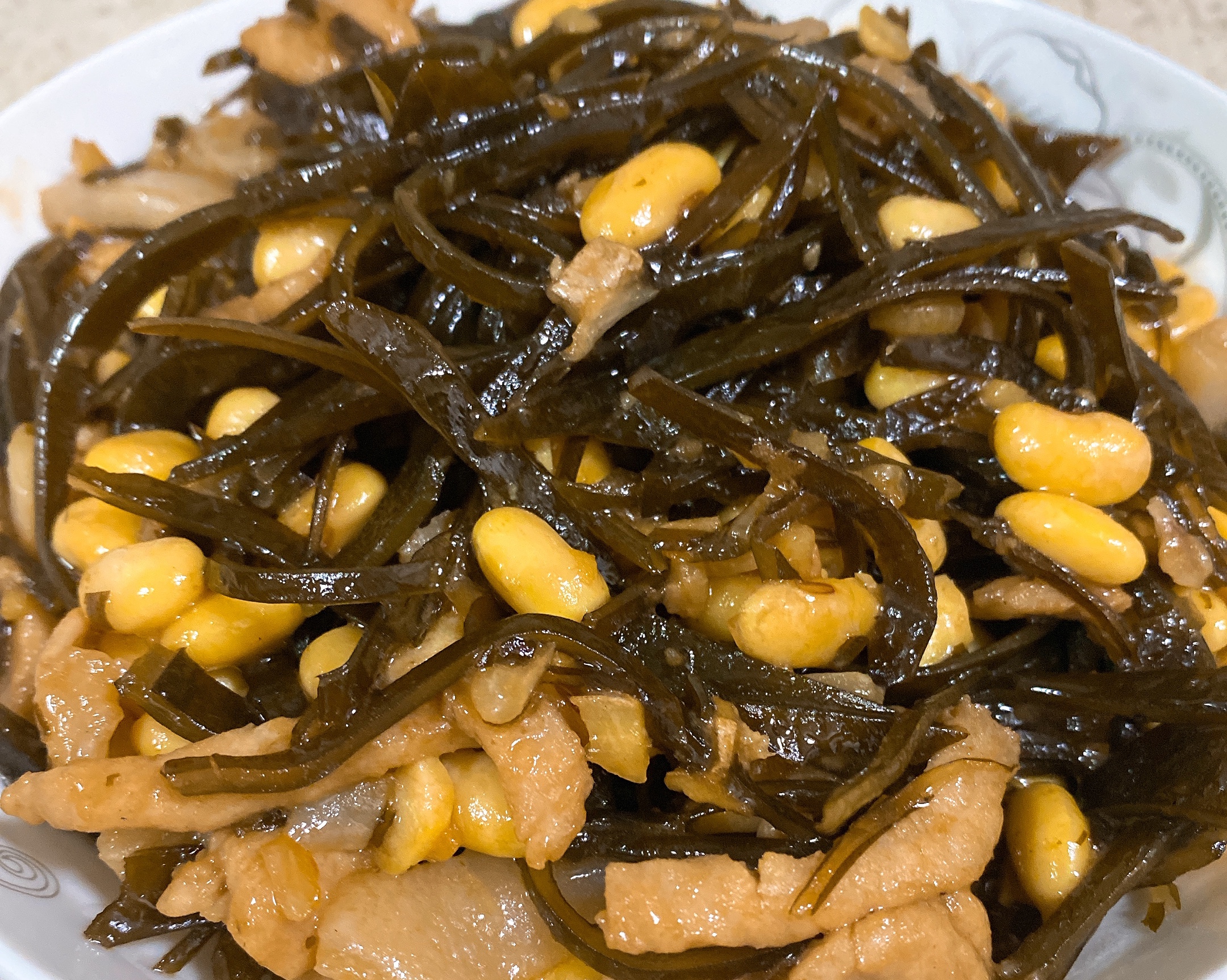 海带炒黄豆的做法