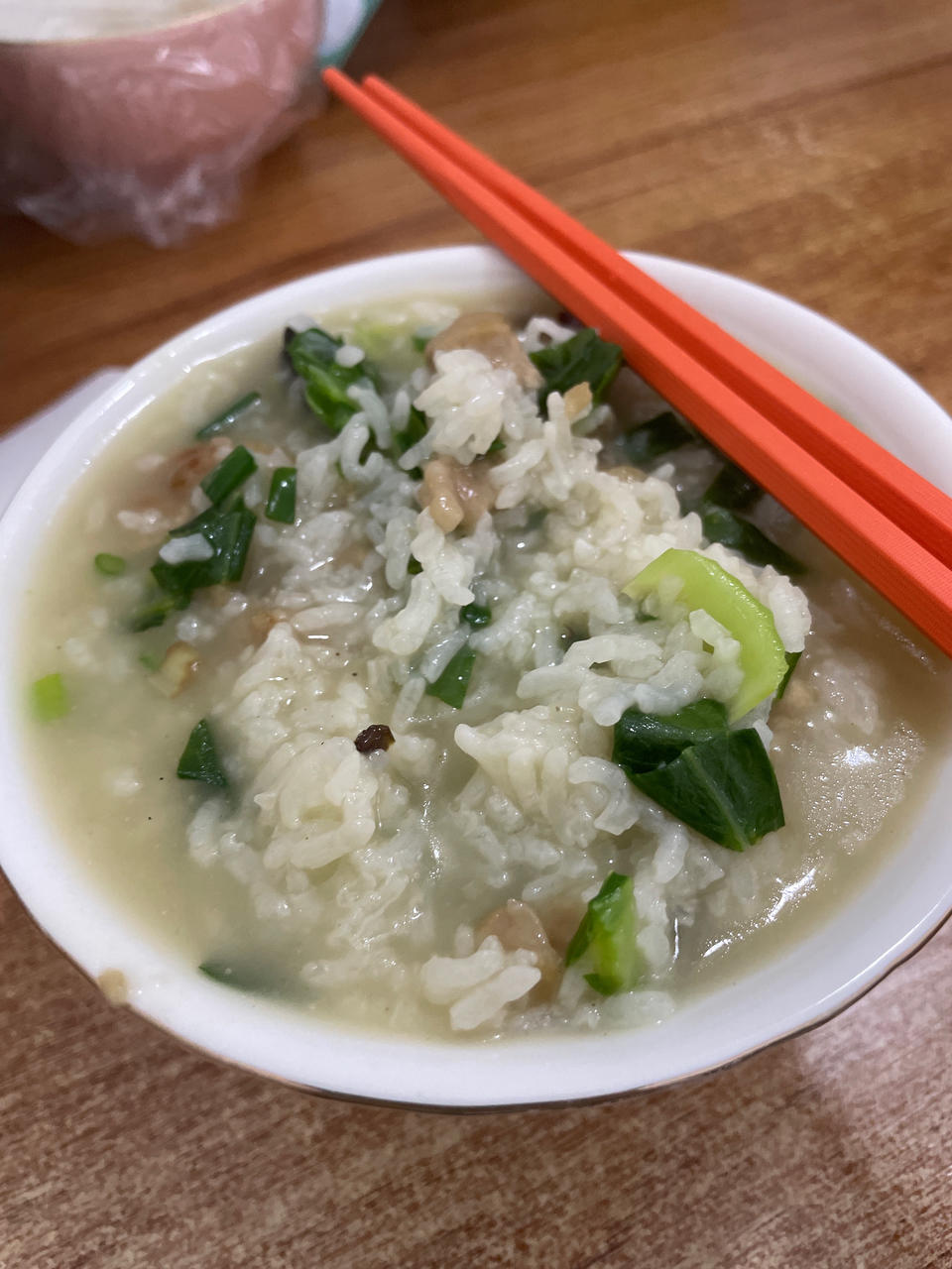 青菜肉丝粥