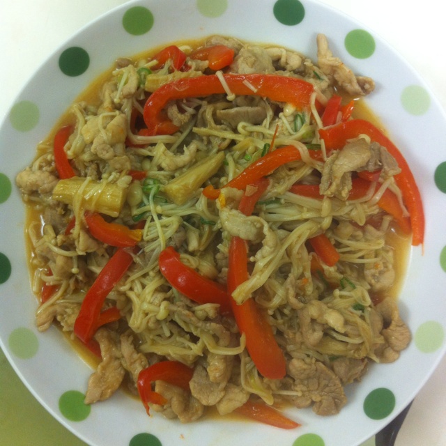 金针菇炒肉丝