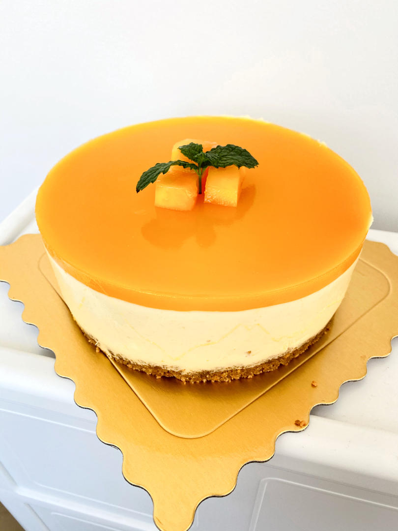 图书馆狮子做的免烤箱芒果慕斯蛋糕