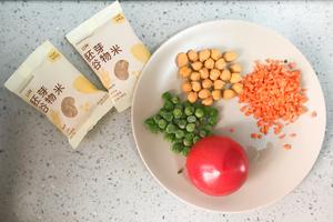 鹰嘴豆胡萝卜西红柿豌豆焖排骨胚芽米饭的做法 步骤1
